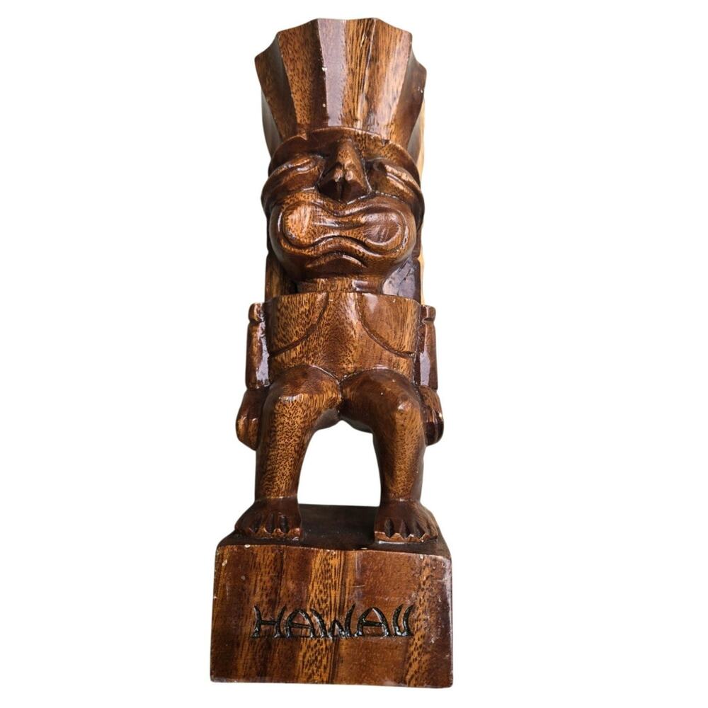 Vintage 8 1/4" Hawaii Wooden Tiki Statue Hand-Carved